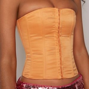 Danielle Guizio Satin Corset in Sunset, size S